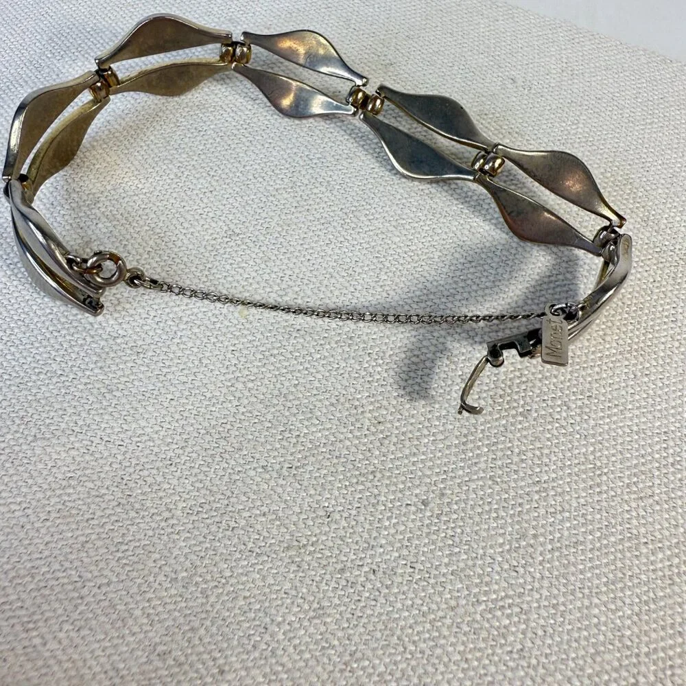 Vintage Monet Chunky Link‎ Bracelet Silver-Tone MCM Retro